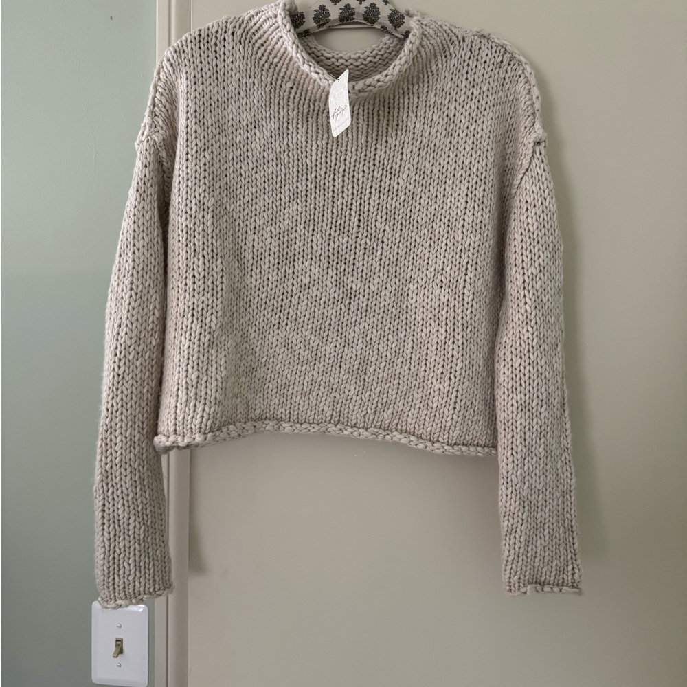 Free People Cream Turtleneck Sweater
